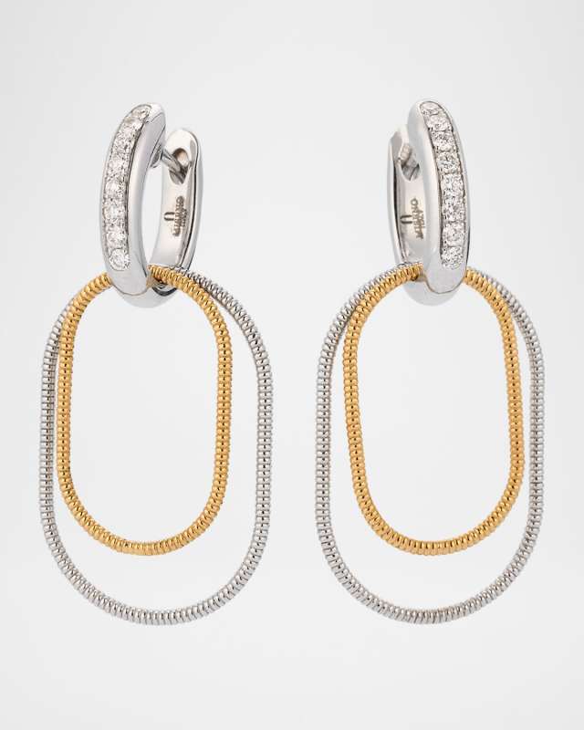 Sabbia D'Oro Earrings in 18K Yellow Gold and White Gold with White Diamonds